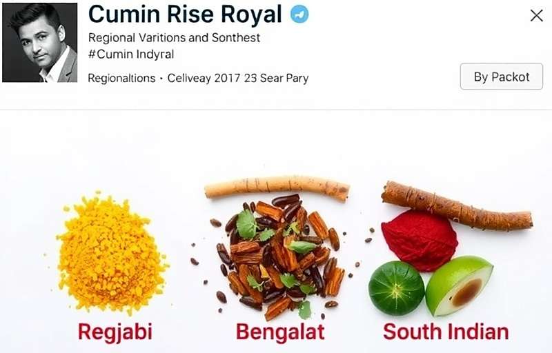 Cumin Rise Royal Regional Variations Cumin Rise Royal showing regional variations including Punjabi, Bengali, and South Indian cultural elements